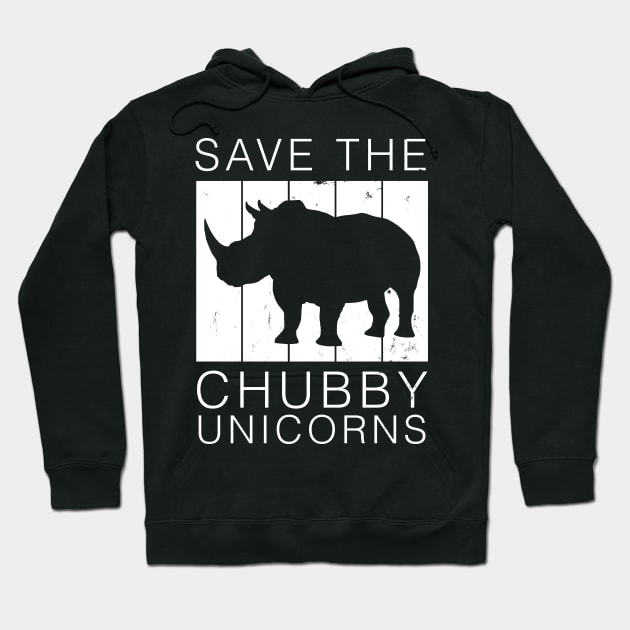 Save The Chubby Unicorns Rhino Rhinoceros Retro Vintage WIldlife Rescue Animal Rights Funny Hoodie by Shirtsurf